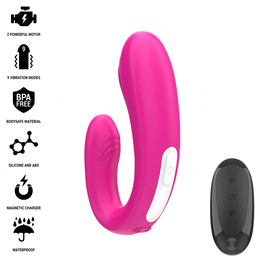 INTENSE - JANET DUAL STIMOLATORE E VIBRATORE A FORMA DI U CON TELECOMANDO ROSA
